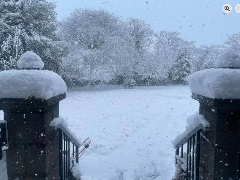 A snow-filled carpark 